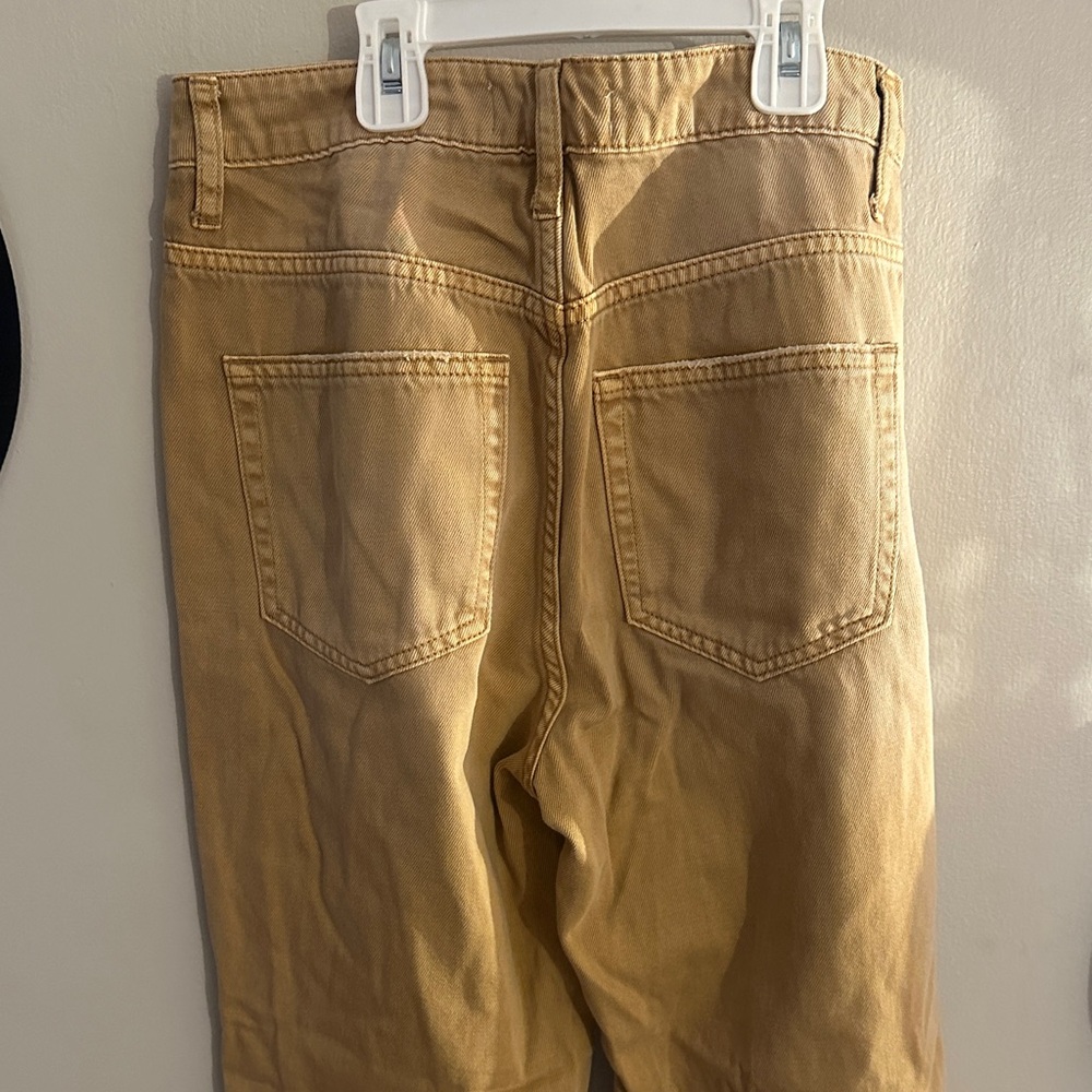 Wide Leg Distressed Jeans in Mustard Brown - Picture 3 of 3